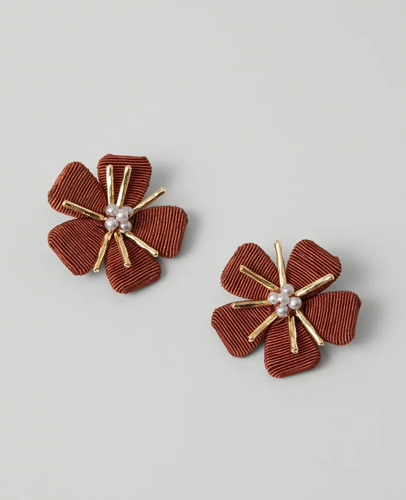 Ann Taylor Threaded Flower Stud Earrings Smoked Paprika Women's