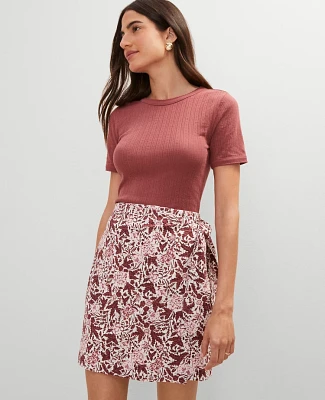 Ann Taylor Weekend Collection Floral Linen Blend Wrap Skirt Apple Butter Women's
