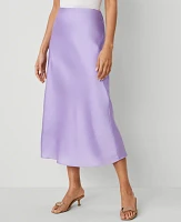 Ann Taylor Satin Bias Midi Slip Skirt Radiant Amethyst Women's