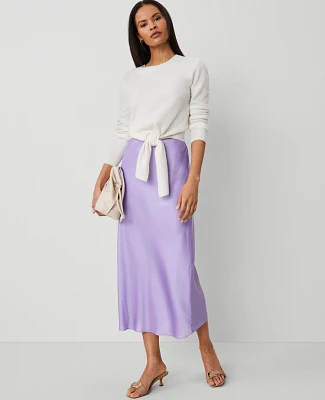 Ann Taylor Satin Bias Midi Slip Skirt Radiant Amethyst Women's