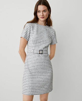 Ann Taylor Petite Tweed Sheath Dress White/Black Multi Women's