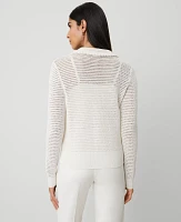 Ann Taylor Petite Crochet-Collar Cardigan Winter White Women's