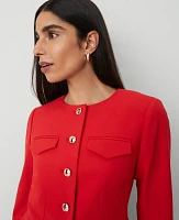 Ann Taylor Petite Fitted Crew Neck Jacket Bright Cherry Women's