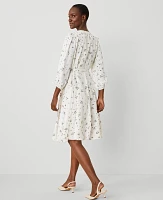 Ann Taylor Floral Seamed Flare Dress Winter White Women's