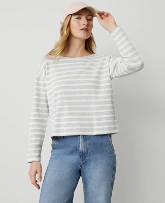 Ann Taylor Petite Weekend Collection Striped Relaxed Top Frosted Heather Women's