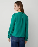 Ann Taylor Petite Ruffle Blouson Sleeve Popover Top Women's