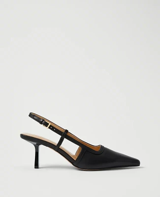 Ann Taylor Leather Nip Toe Slingback Pumps Women's