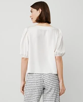 Ann Taylor Petite Boatneck Popover Top Winter White Women's