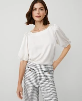 Ann Taylor Petite Boatneck Popover Top Winter White Women's