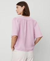 Ann Taylor Petite Draped Sleeve Blouse Clean Lilac Women's