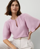 Ann Taylor Petite Draped Sleeve Blouse Clean Lilac Women's