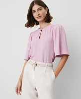 Ann Taylor Petite Draped Sleeve Blouse Clean Lilac Women's