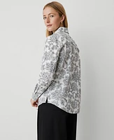 Ann Taylor Petite Weekend Collection Paisley Pocket Blouse Winter White Women's