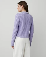 Ann Taylor Petite Stitched Collared Sweater Jacket Lilac Bud Women's