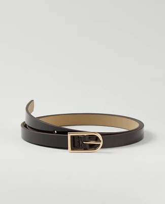 Ann Taylor Skinny Patent Leather Belt Rich Walnut Women's
