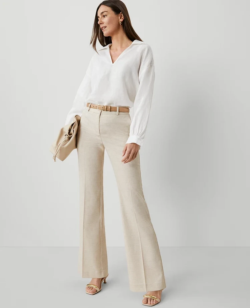 Ann Taylor The Petite Jayne Trouser Pant in Glen Check Size 12 Cappuccino Tan Women's
