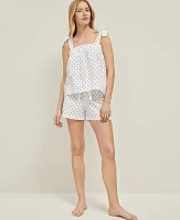 Ann Taylor Dotted Bow Pajama Set White Women's