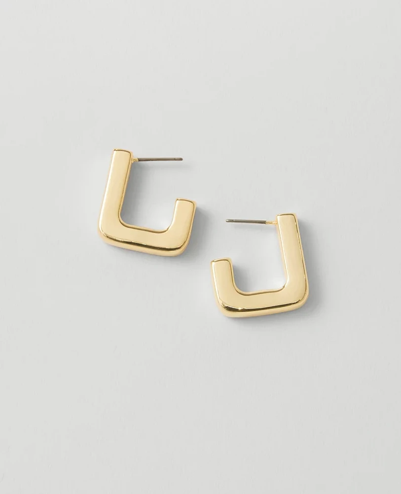 Ann Taylor Square Hoop Earrings Goldtone Women's