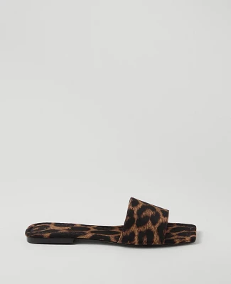 Ann Taylor Fabric Slide Sandals Brown Multi Women's