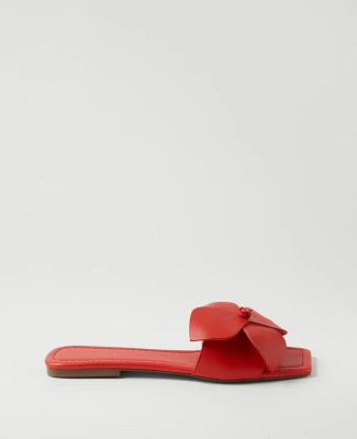Ann Taylor Leather Flower Flat Sandals Women's