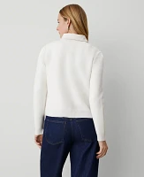 Ann Taylor Petite Weekend Collection Denim Sweater Jacket Winter White Women's