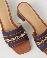 Ann Taylor Chain Flare Block Heel Sandals Night Sky Women's
