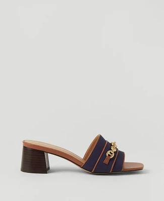 Ann Taylor Chain Flare Block Heel Sandals Night Sky Women's