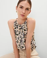 Ann Taylor Floral Shirred Tank Top Sands Edge Women's