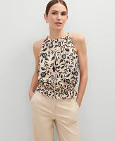 Ann Taylor Floral Shirred Tank Top Sands Edge Women's