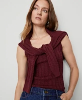 Ann Taylor Mixed Cable Sweater Shell Top Windsor Wine Women's