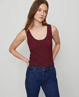 Ann Taylor Mixed Cable Sweater Shell Top Windsor Wine Women's