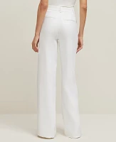 Ann Taylor The Wide-Leg Pant in Herringbone Linen Blend — Curvy Fit Size 12 White Women's