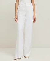 Ann Taylor The Wide-Leg Pant in Herringbone Linen Blend — Curvy Fit Size 12 White Women's