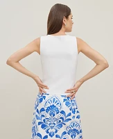 Ann Taylor Petite Crew Neck Shell Top White Women's
