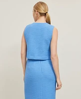 Ann Taylor Petite Tweed Cropped Vest Maritime Blue Women's