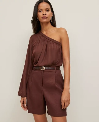 Ann Taylor One-Shoulder Blouse Rich Walnut Women's