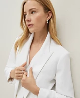 Ann Taylor Petite Crinkled Belted Blazer White Women's