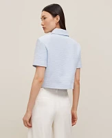 Ann Taylor Petite Tweed Jacket Size 16 Zephyr Blue Women's