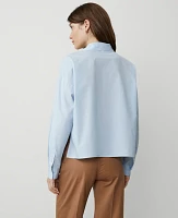 Ann Taylor Oversized Cropped High-Low Shirt Pristine Blue Women's