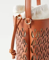 Ann Taylor Weekend Collection Perforated Crossbody Bucket Bag Midnight Mahogany Women's