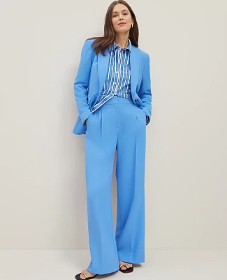Ann Taylor The Tall Wide-Leg Pant Fluid Crepe Maritime Blue Women's