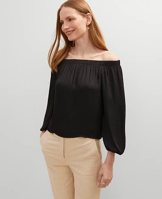 Ann Taylor Gathered Off The Shoulder Top Black Women's