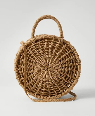 Ann Taylor Weekend Collection Raffia Crossbody Bag Natural Women's