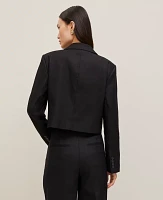 Ann Taylor The Cropped Blazer Linen Twill Black Women's