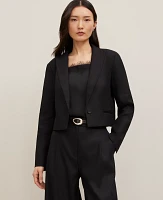 Ann Taylor The Cropped Blazer Linen Twill Black Women's