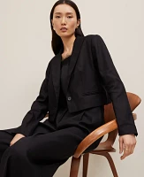 Ann Taylor The Cropped Blazer Linen Twill Black Women's
