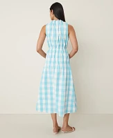 Ann Taylor Petite Plaid Flare Midi Dress Sea Isle Women's