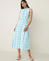 Ann Taylor Petite Plaid Flare Midi Dress Sea Isle Women's