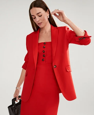 Ann Taylor The Longline Blazer Linen Twill Fiery Red Women's