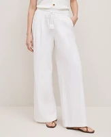 Ann Taylor Petite Weekend Collection Pull On Wide Leg Pant Linen Blend White Women's
